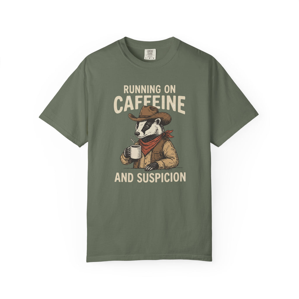 Running On Caffeine Badger T-Shirt