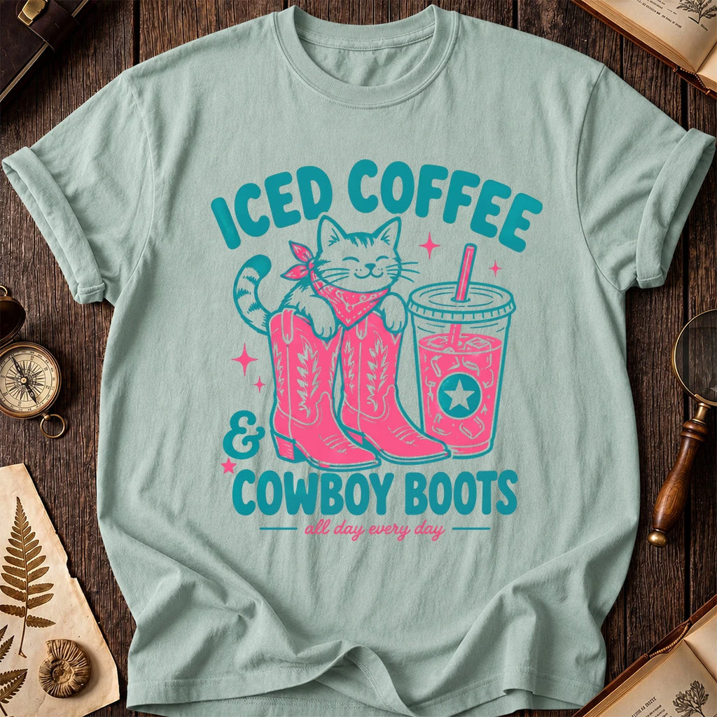 Cat Coffee Boots T-Shirt