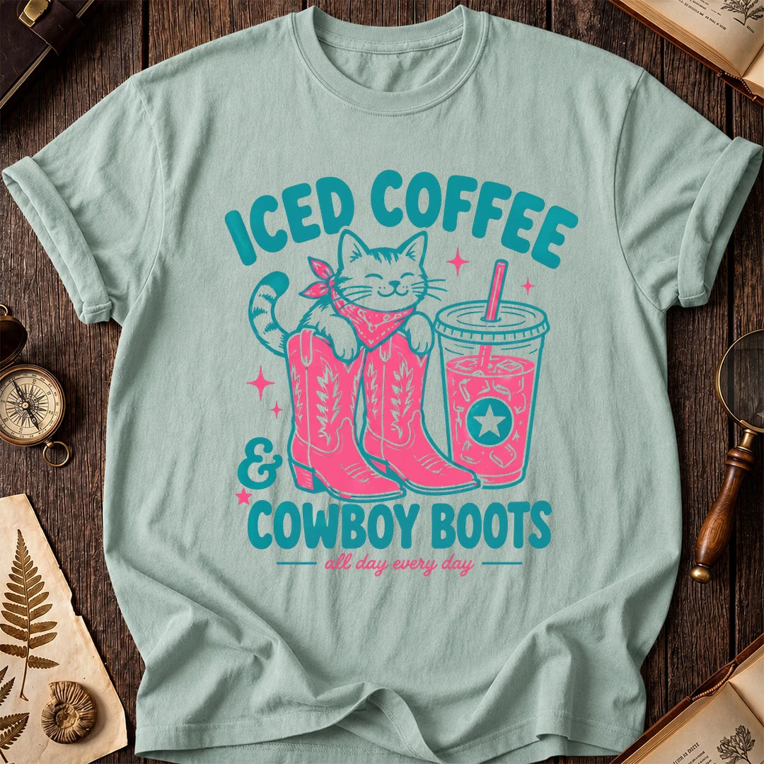 Cat Coffee Boots T-Shirt