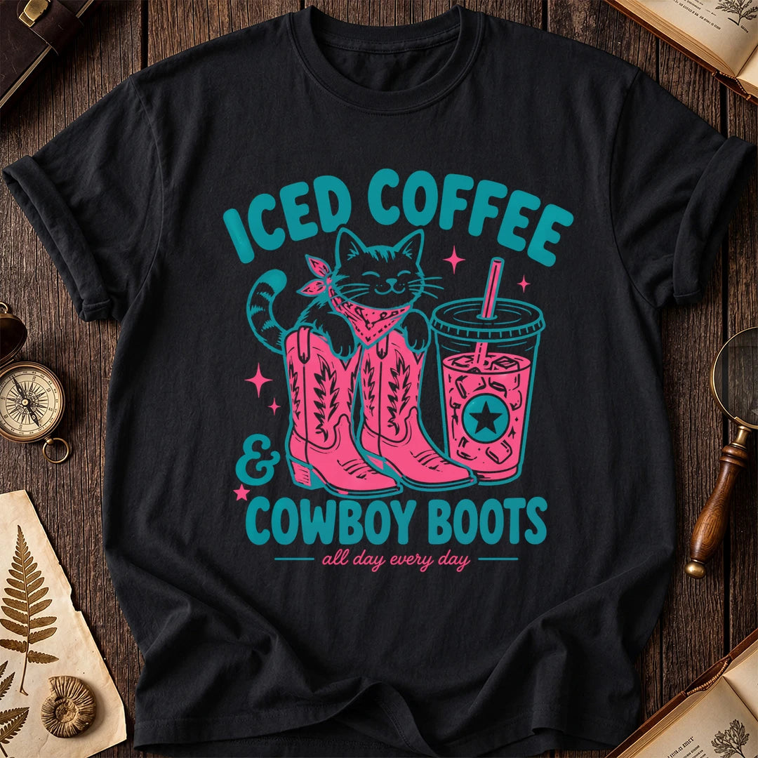 Cat Coffee Boots T-Shirt