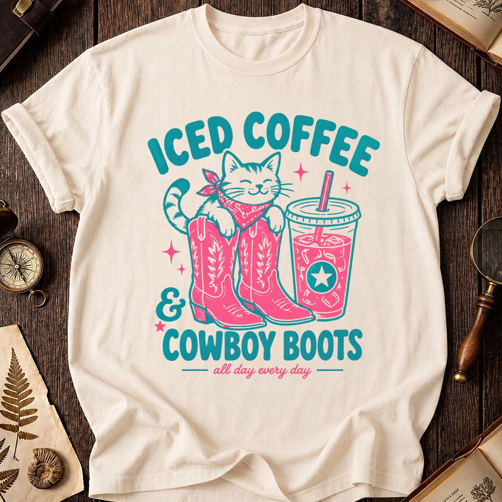Cat Coffee Boots T-Shirt