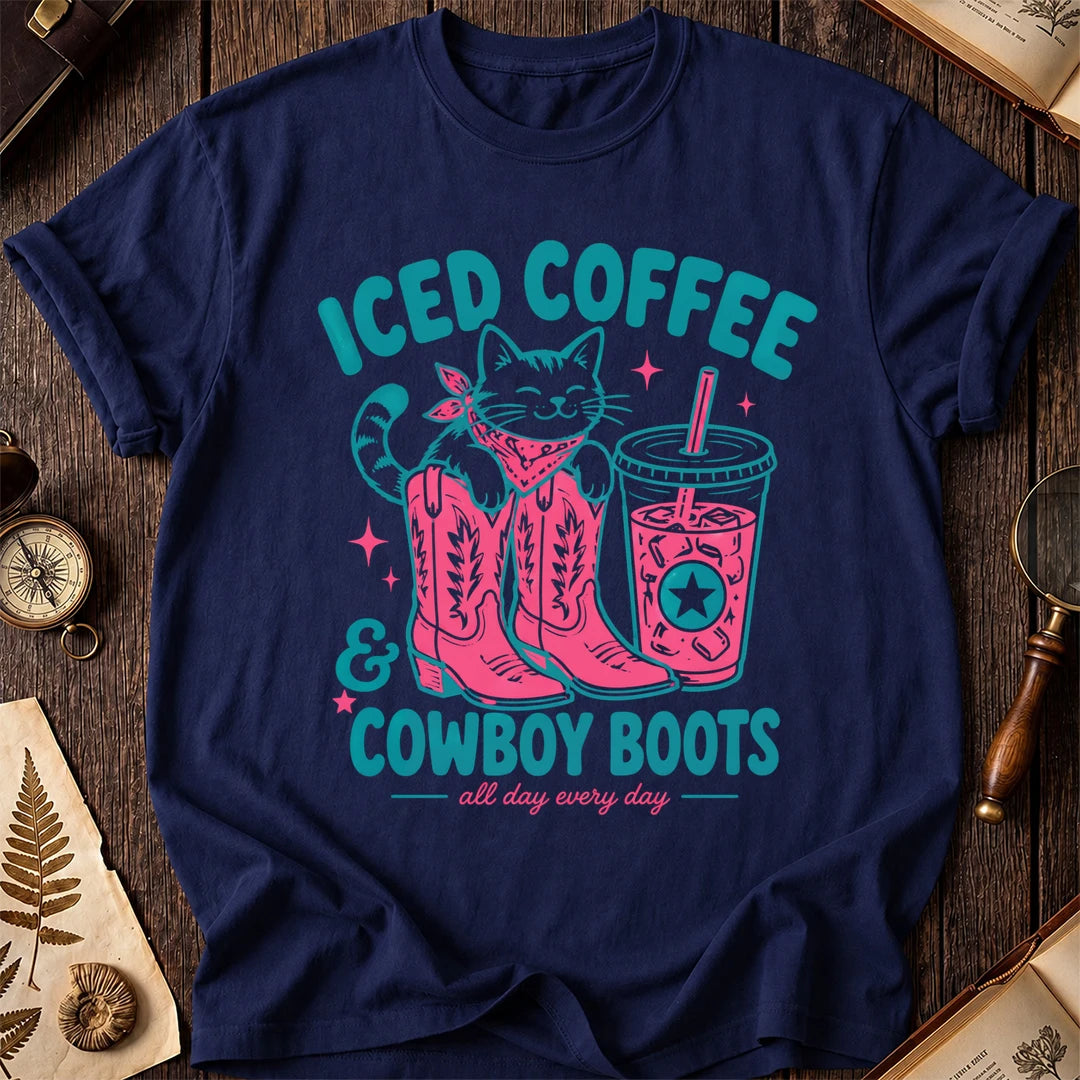 Cat Coffee Boots T-Shirt