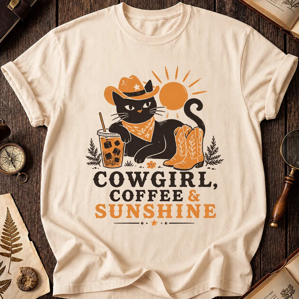 Cowgirl Cat Coffee T-Shirt